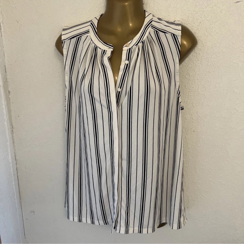 H&M Sleeveless Striped Blouse - Black and White